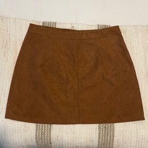 Camel Brown Suede Skirt